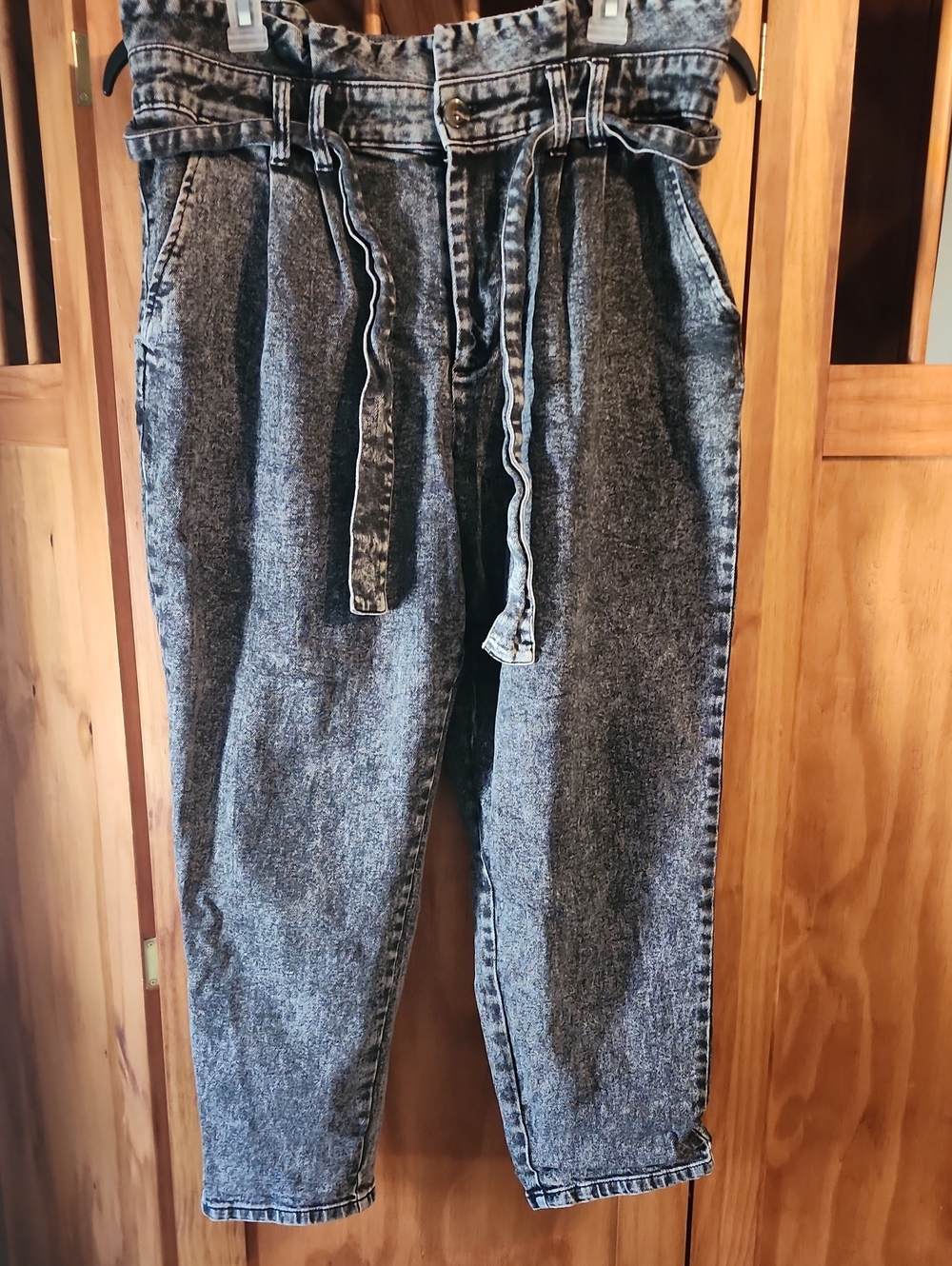 Who What Wear Black and Gray Paper Bag Jeans